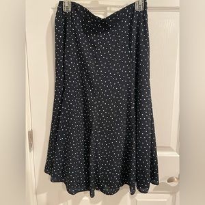 Loft Navy Polka Dot Midi Skirt